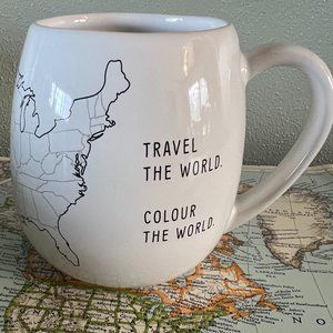 TROUVAILLE United States Color In Map Mug Learn Geography USA Map Cup Gift